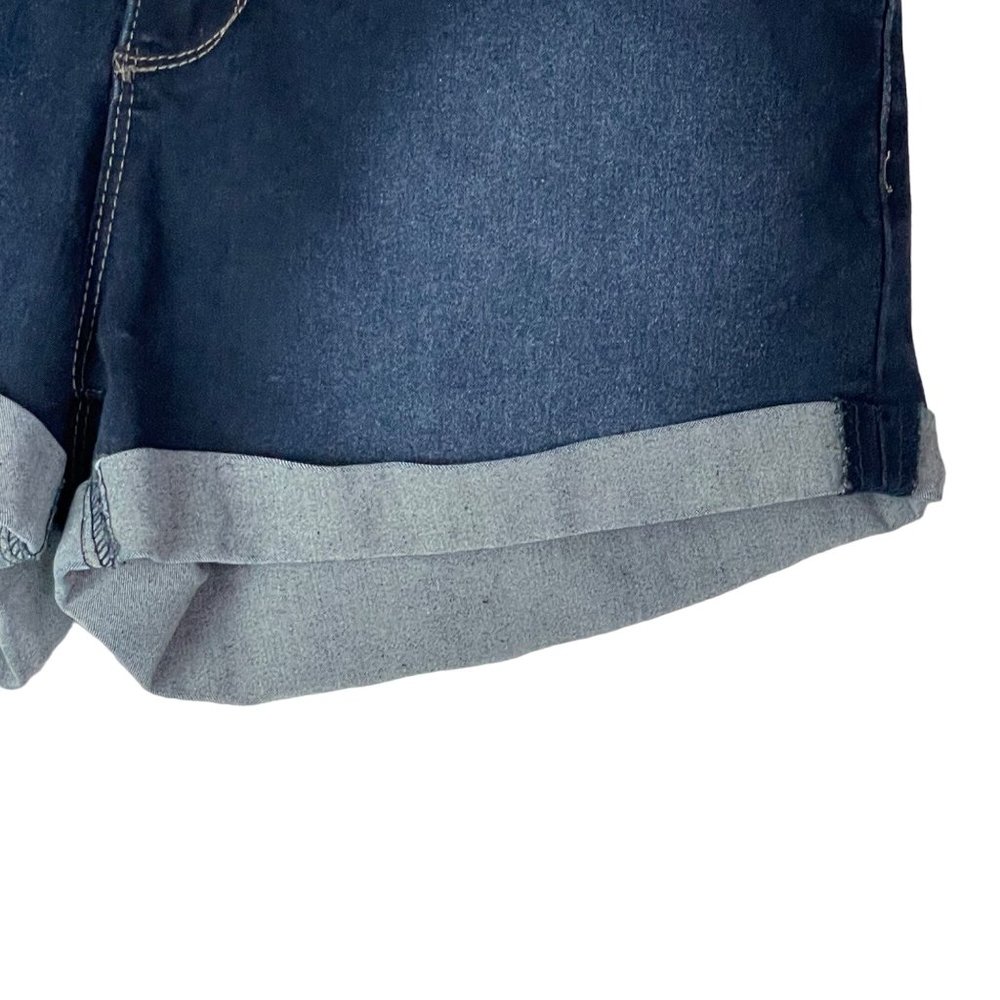YMI Wanna Betta Butt Denim Jean Booty Shorts Dark Medium Wash Size 11 High Rise - Picture 3 of 7